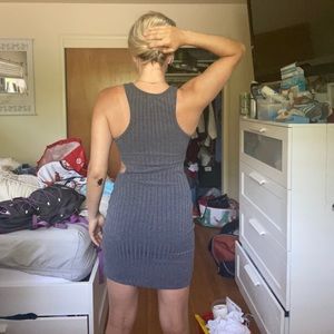 Gray Ribbed Sleeveless Express Dress